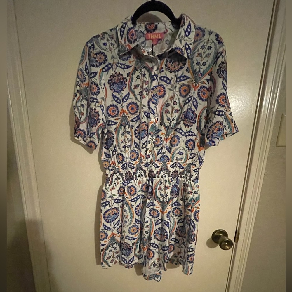THML Blue and Orange Paisley Jumpsuit